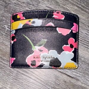 Kate Spade Floral Card Holder - Black, Pink, and White